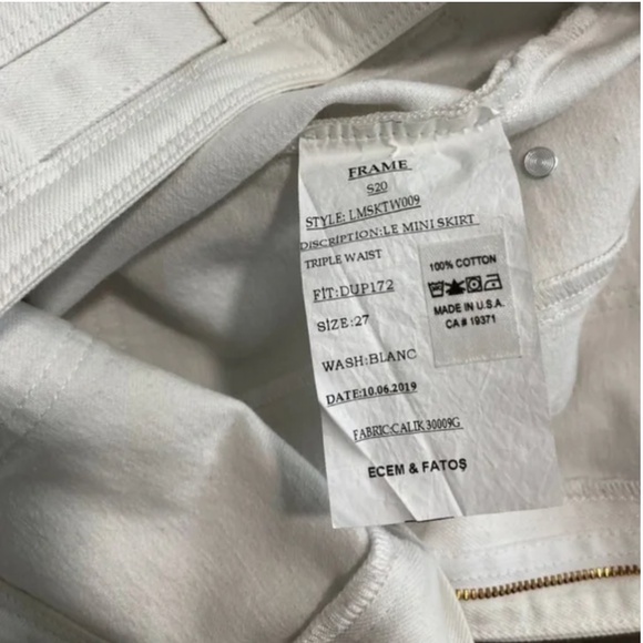BNWOT- FRAME Le Mini Broderie Anglaise Denim Mini Skirt White (27) - Picture 5 of 10